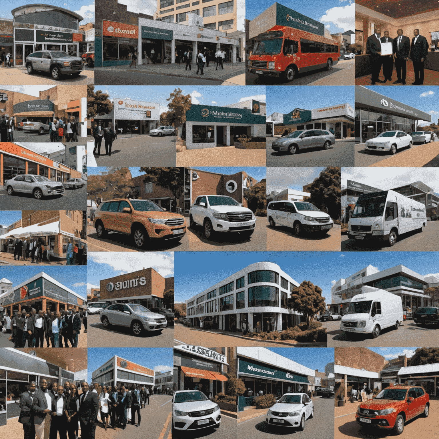 A collage of successful South African businesses that have benefited from effective management consulting projects, showcasing their growth and achievements.